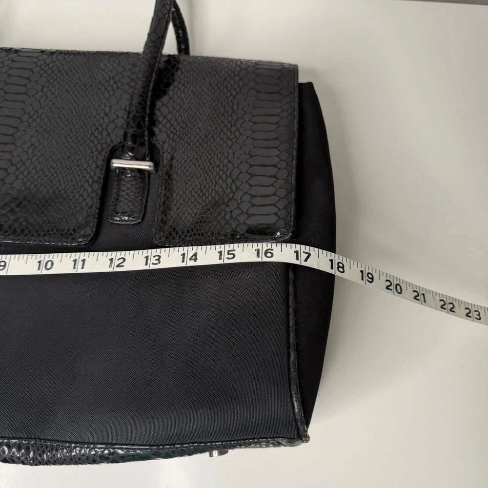 Women in Business London Tote Laptop Bag Black Snakeskin Embossed Canvas